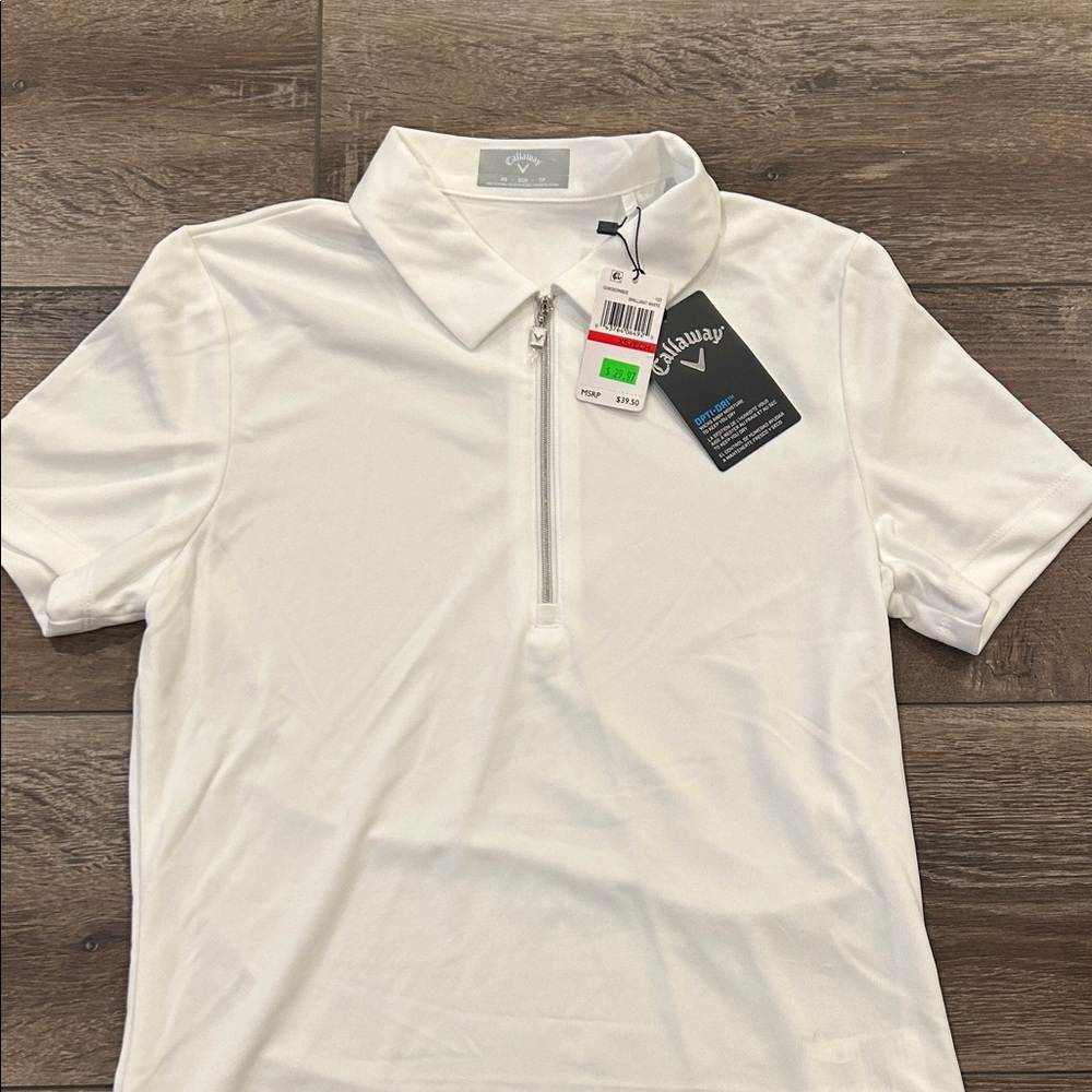 Callaway Women’s Zip Up Classic White Polo Shirt